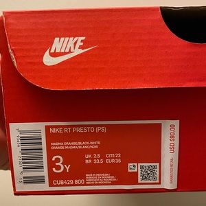 NIKE RT PRESTO (PS) Size 3